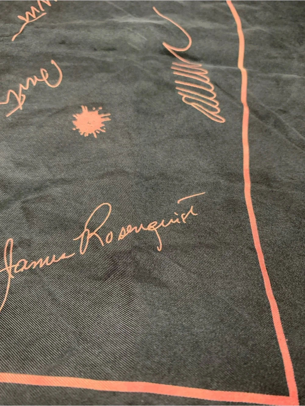 Louis Vuitton Black with Pink Script Print Silk Scarf